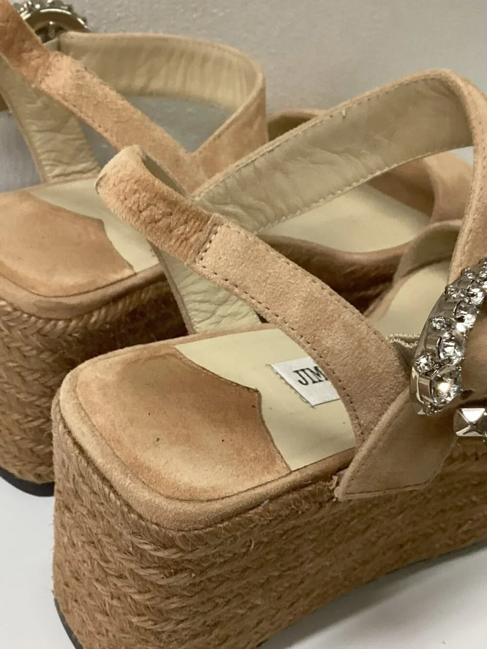 Jimmy Choo Mirabelle 70 Crystal Embellished Espadrille Wedge Sandals